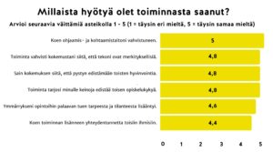 Mentorien antama palaute vertaismentoroinnista saamistaan hyödyistä. MIllaista hyötyä olet toiminnasta saanut. Luvut tekstissä.